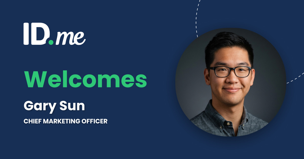 ID.me graphic welcoming Gary Sun as Chief Marketing Officer