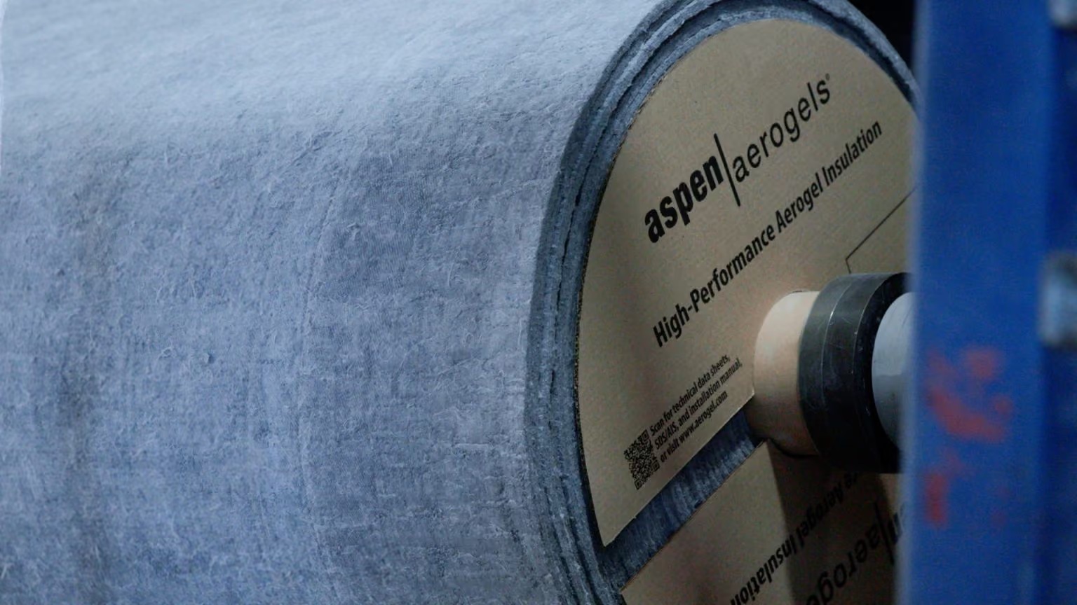 A large roll of Aspen Aerogels high-performance aerogel insulation