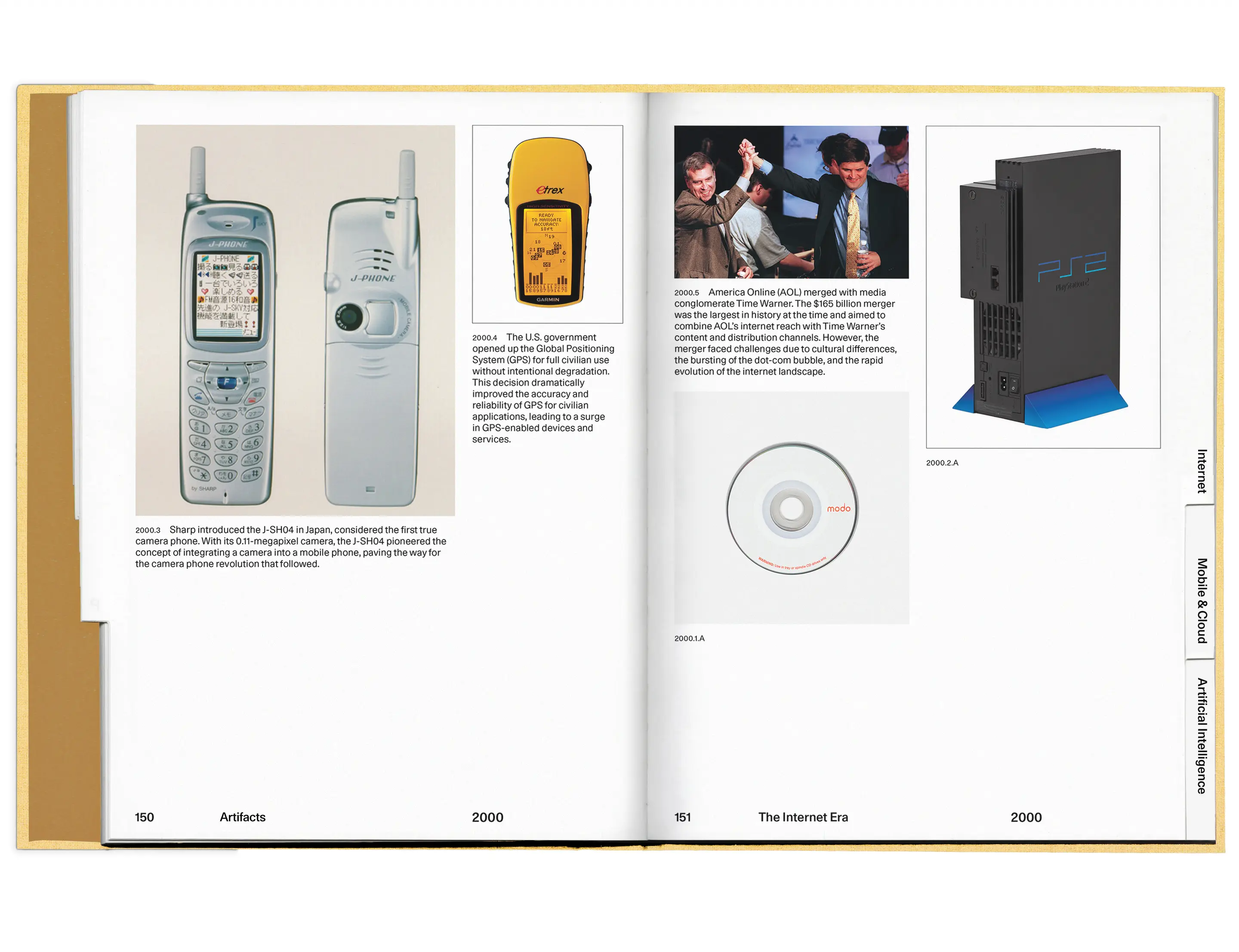 An interior spread from Timeless's illustrated technology-history book Artifacts