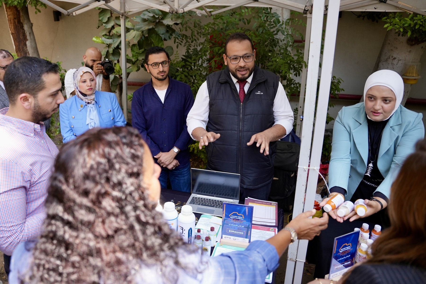 Participants and visitors at the Upper Egypt incubator startup exhibition