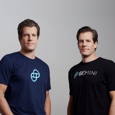 Gemini co-founders Cameron and Tyler Winklevoss in Gemini shirts