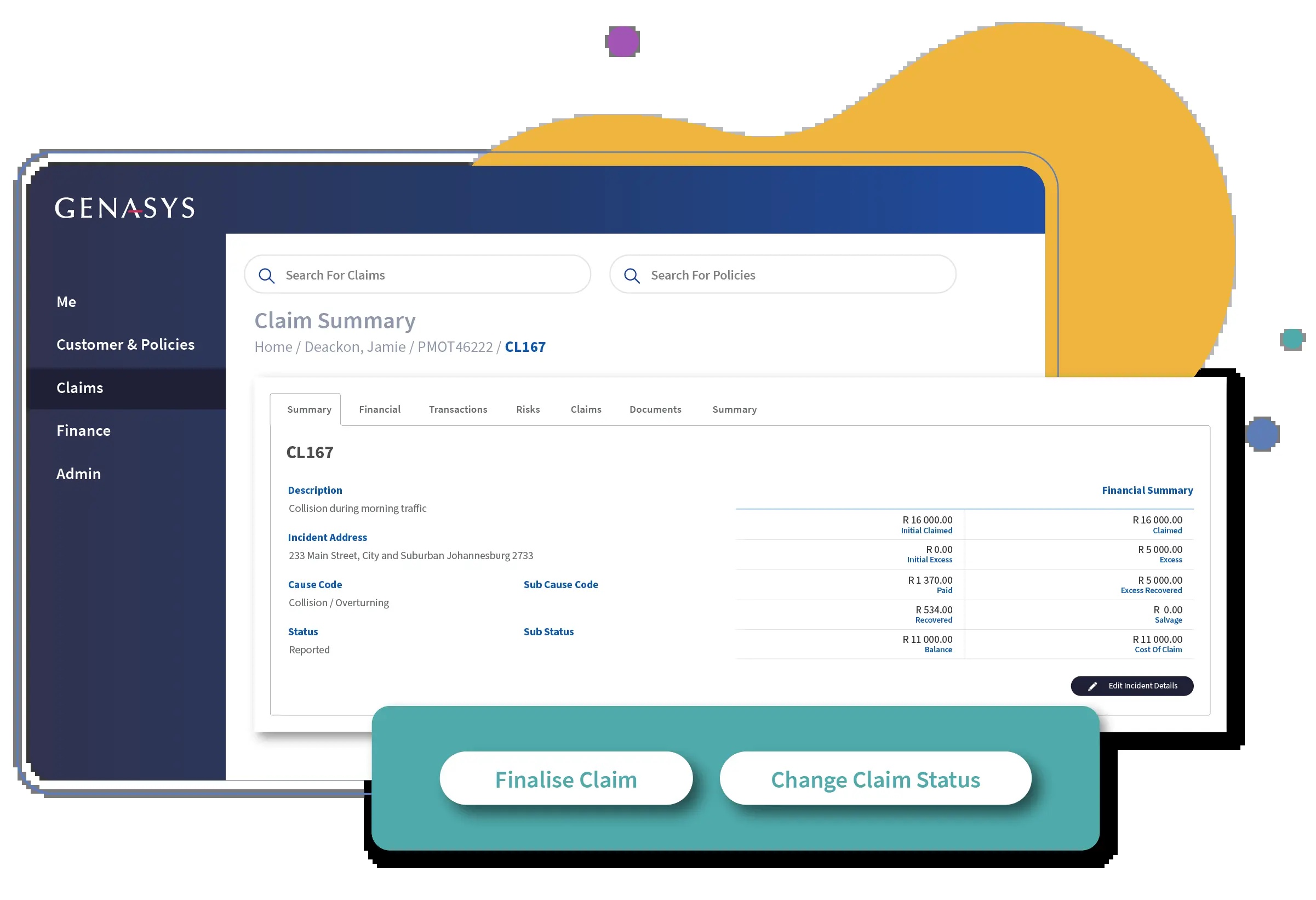 Genasys illustration showing its cloud-based insurance administration interface