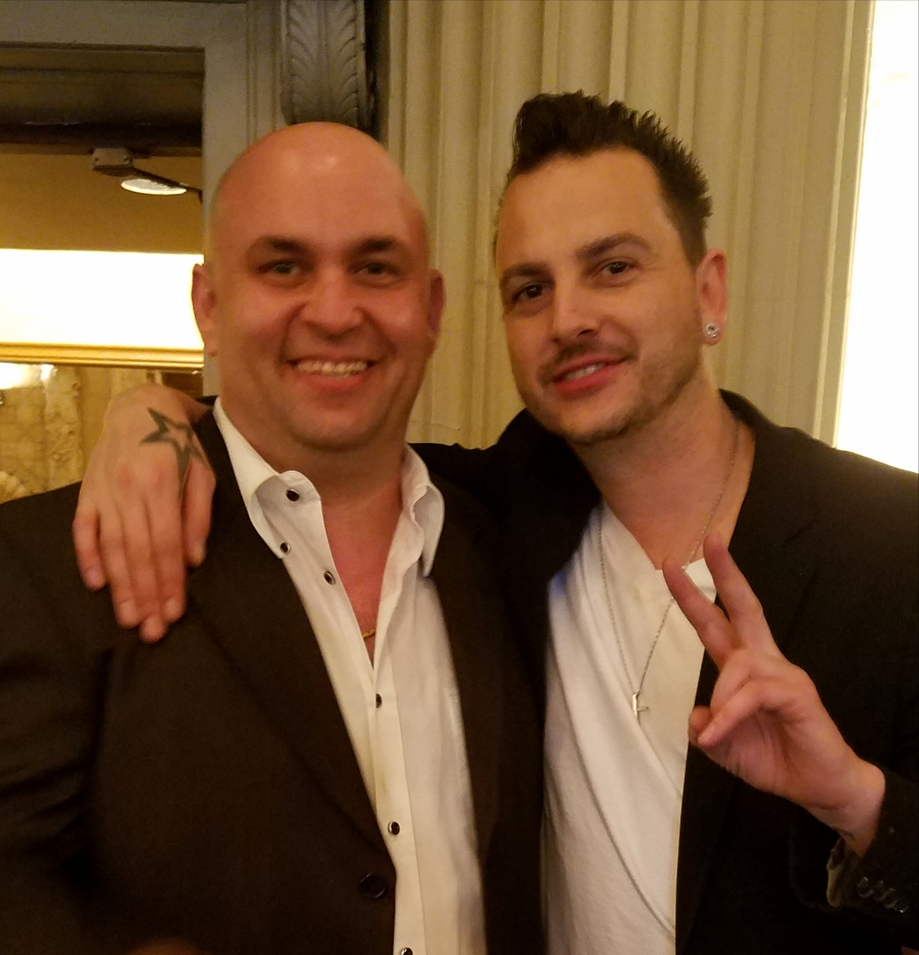 Gene Sheynis, on the left, with a guest in coverage of Celebrity Connected's 2017 gifting suite