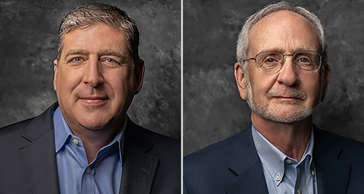 Geoff Stedman and SDVI CEO Larry Kaplan speaking together before NAB Show 2023