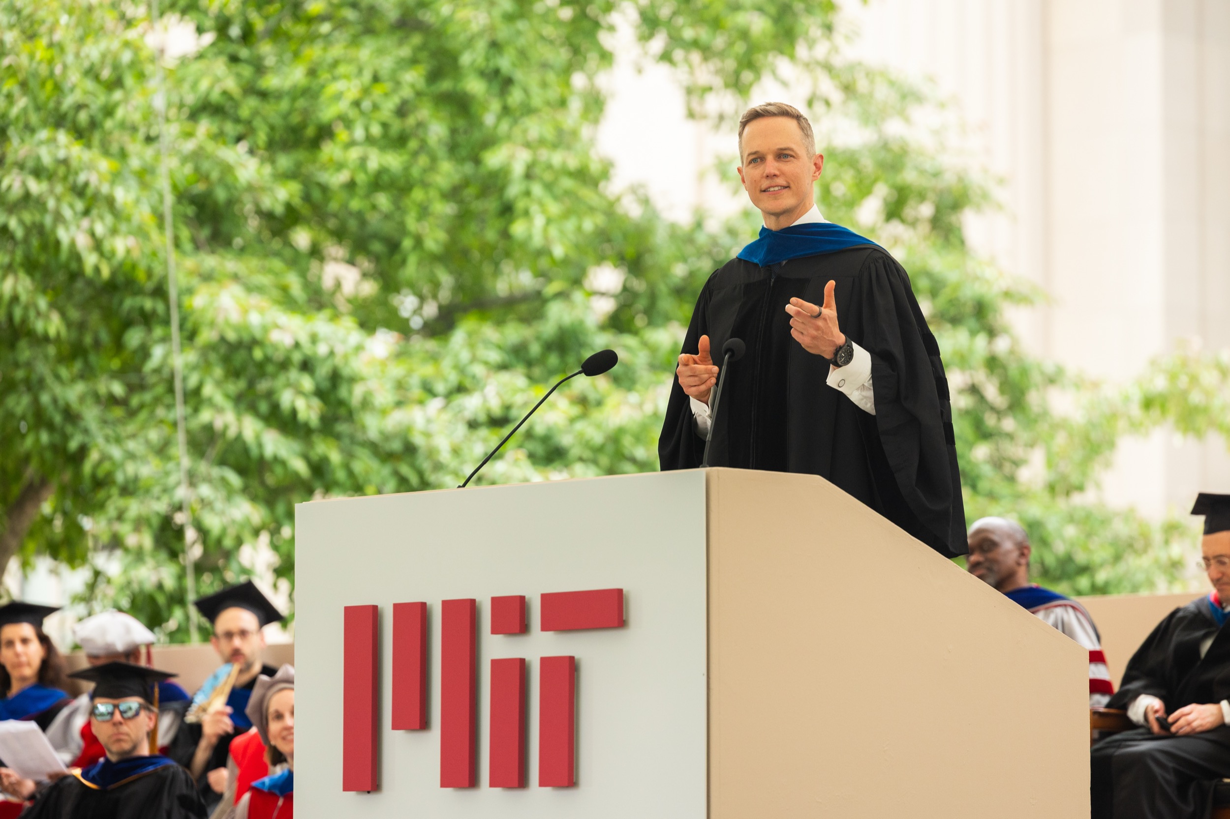 Geoffrey von Maltzahn speaking at MIT's 2026 advanced degree ceremony