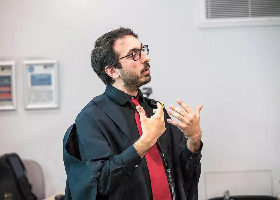 George Danezis speaking during his inaugural lecture at University College London
