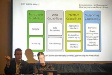 George Wrenn, left, and Karen Scarfone seated on a 2018 NIST IoT security panel
