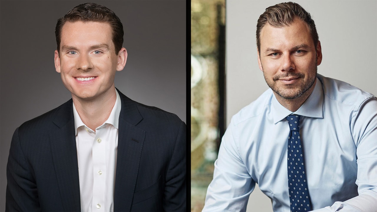 Portraits of GeoWealth CEO Colin Falls and Goldman Sachs Asset Management executive Bryon Lake