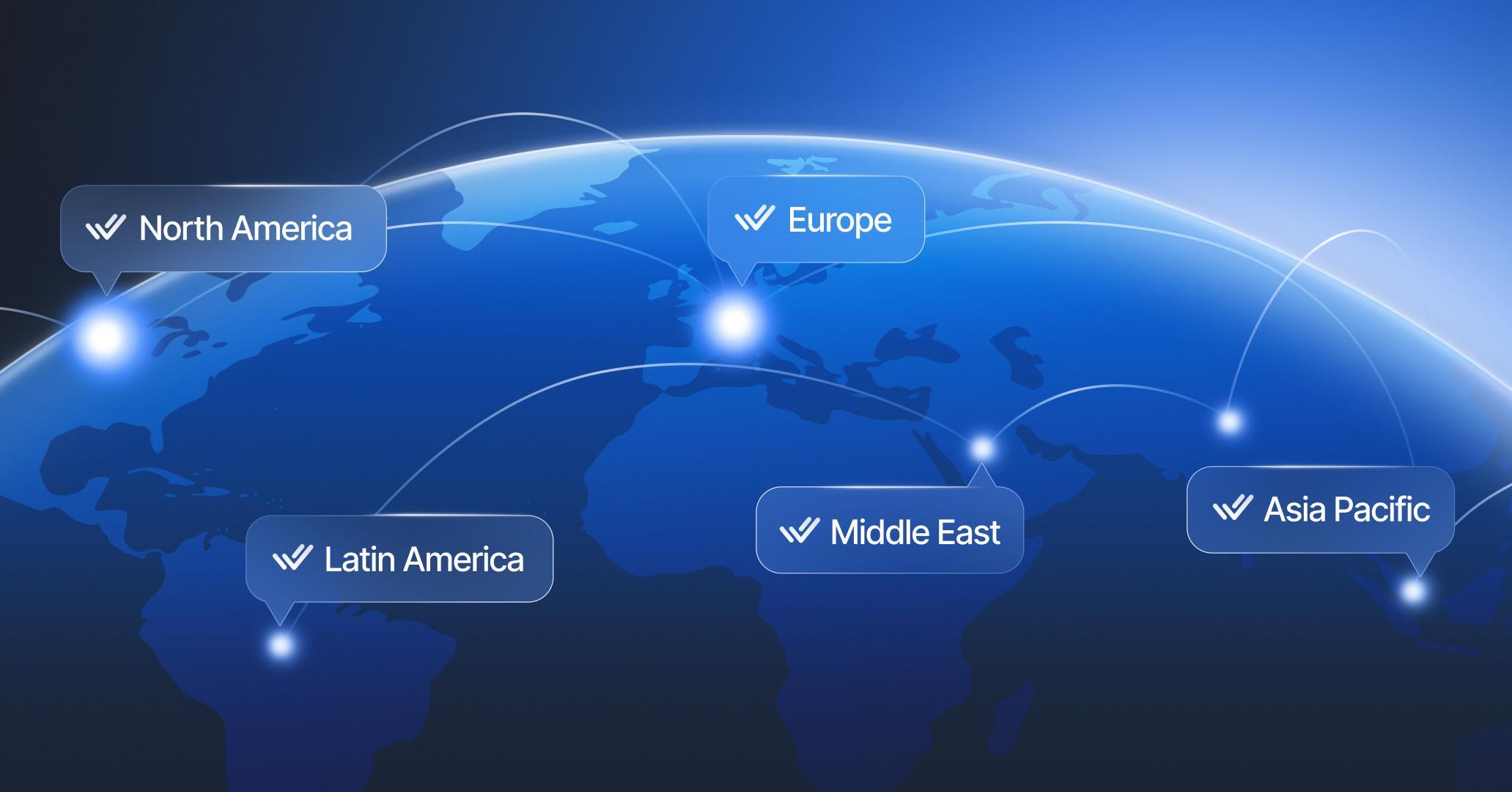 Respond.io's 2026 expansion illustration showing North America, Europe, Latin America, the Middle East and Asia Pacific
