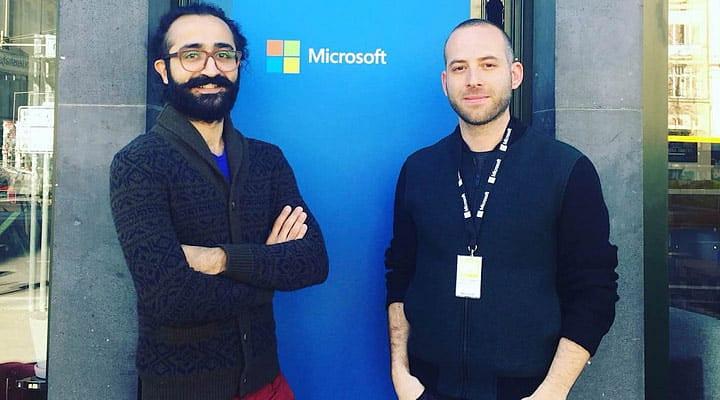 Gercek Karakus, left, and Raklet co-founder Gönen Eren outside a Microsoft office