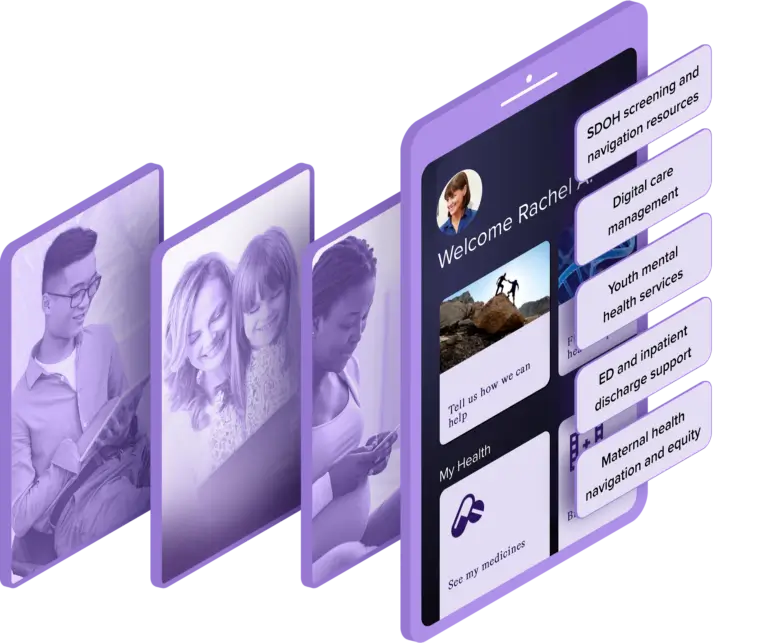Official Get Well montage of bedside displays, a tablet and a mobile patient interface