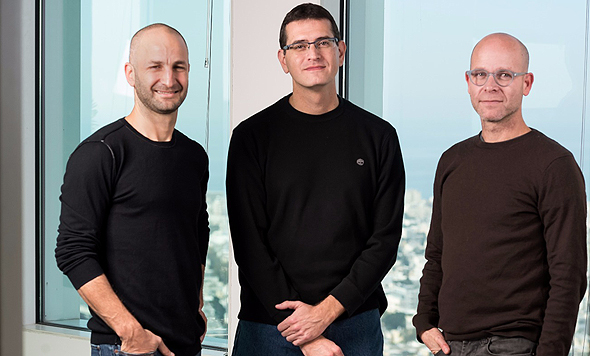 Gigya co-founders Rooly Eliezerov, Eran Kutner and Eyal Magen standing together