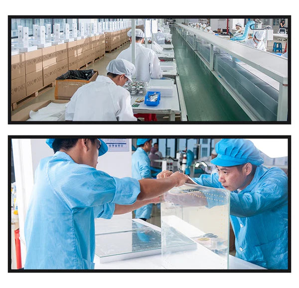 Workers inside GLAMCOR's lighting manufacturing facility