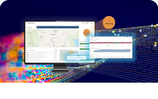Glassbeam product illustration combining fleet and equipment health dashboard views