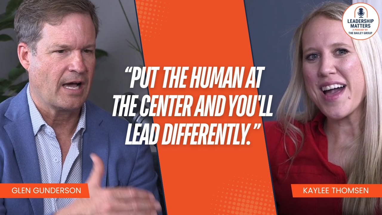 Glen Gunderson and host Kaylee Thomsen pictured in the Leadership Matters interview artwork