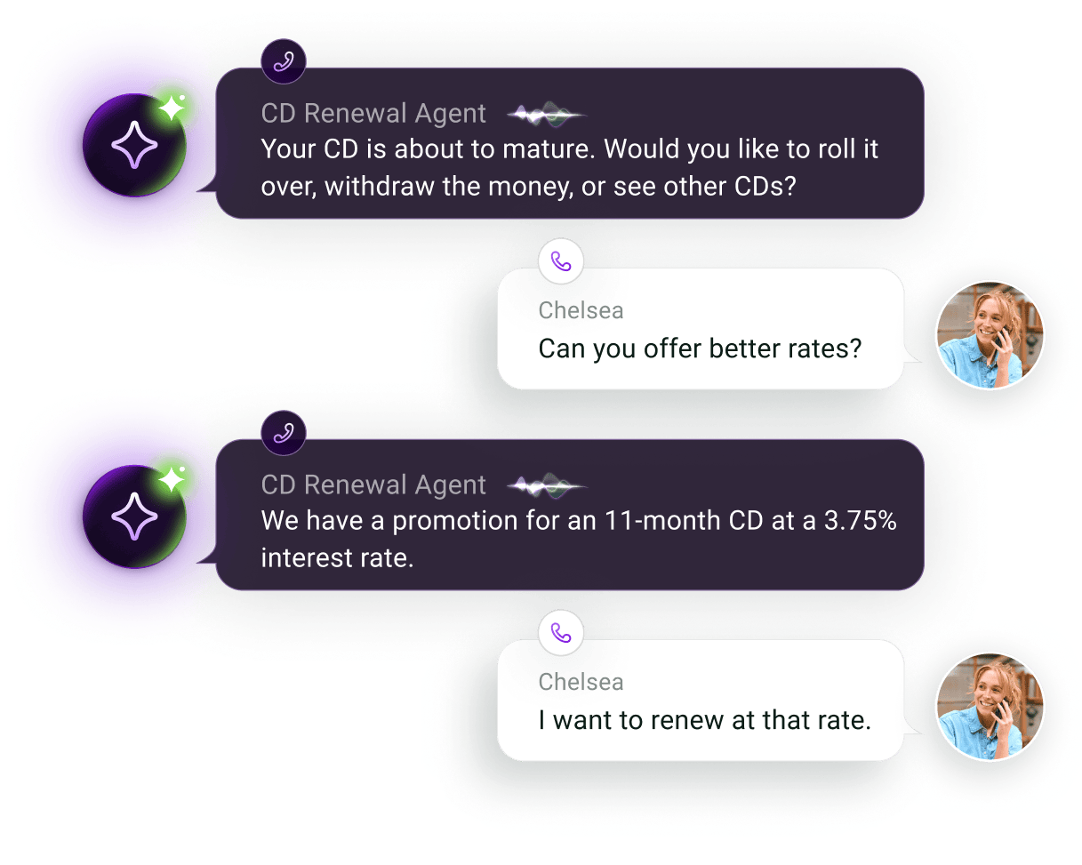 Glia product visual showing AI-powered outreach for banking teams