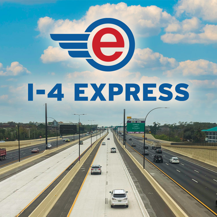 I-4 Express campaign creative showing the managed lanes and branding