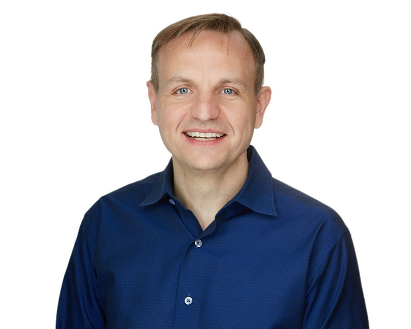GLS chief executive Steve Thibodeau wearing a blue shirt