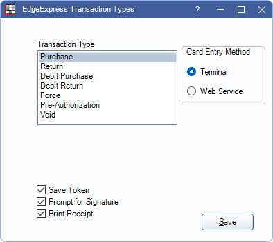 Open Dental EdgeExpress transaction options