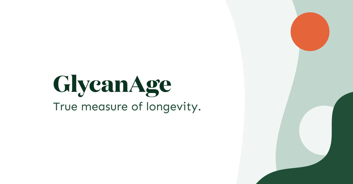 GlycanAge logo and brand mark reading True measure of longevity