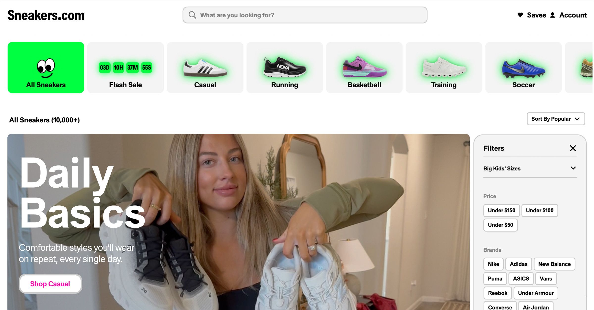 Sneakers.com product shopping experience shown in GOAT Group’s launch imagery