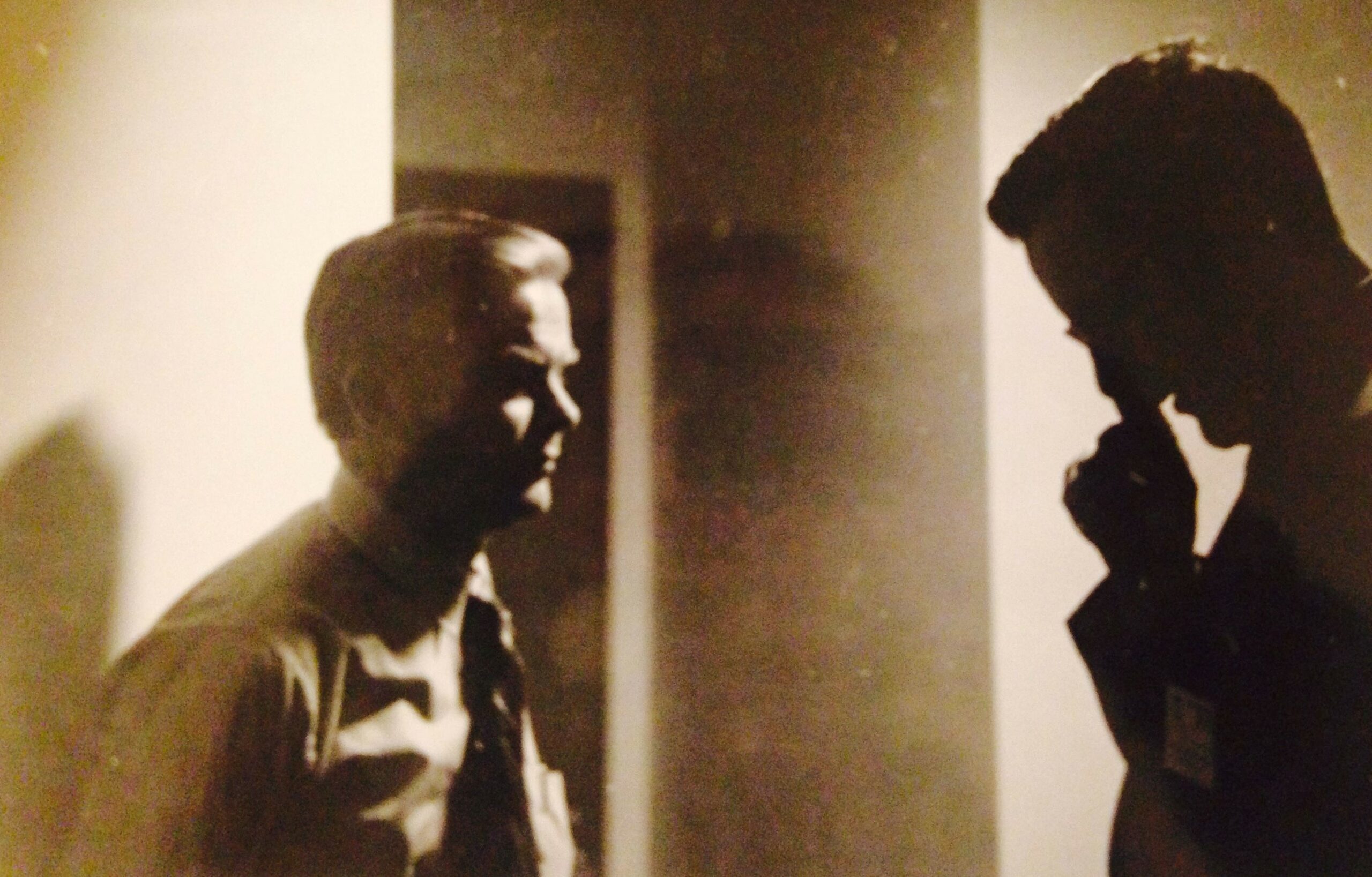 Archival photograph of Goff Public founders Bob Goff and Nick Coleman in conversation