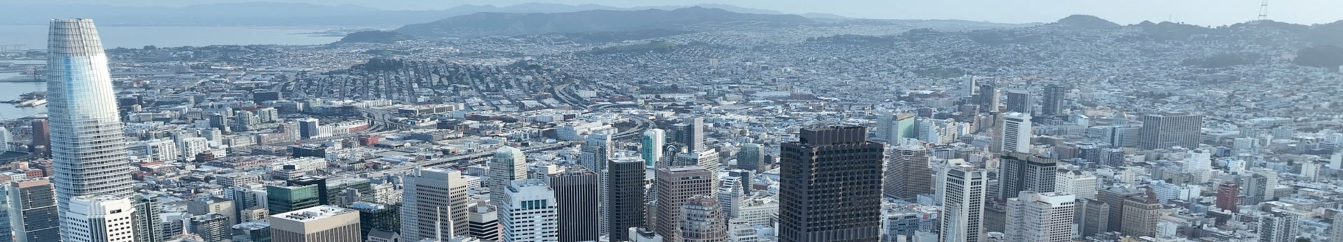 A panoramic view across San Francisco’s downtown and surrounding hills
