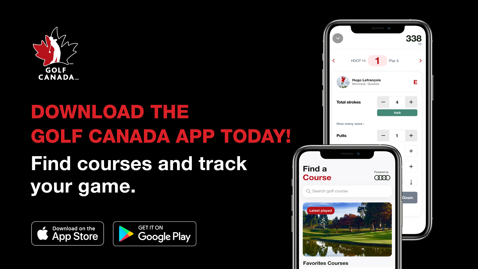 Golf Canada App shown across mobile screens