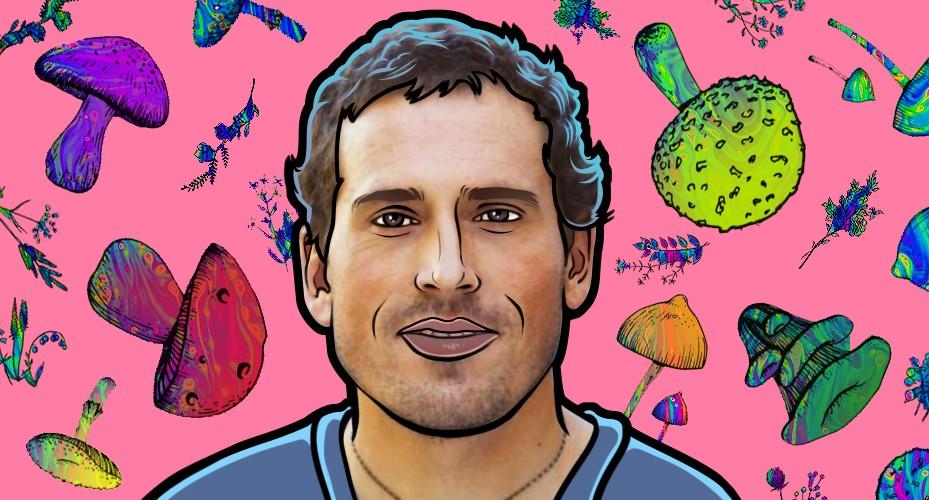 Colorful illustrated portrait of Good Money founder Gunnar Lovelace