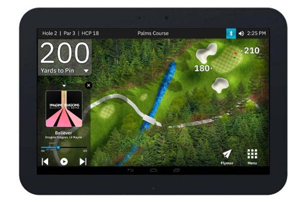 Club Car product image showing the Visage golf touchscreen