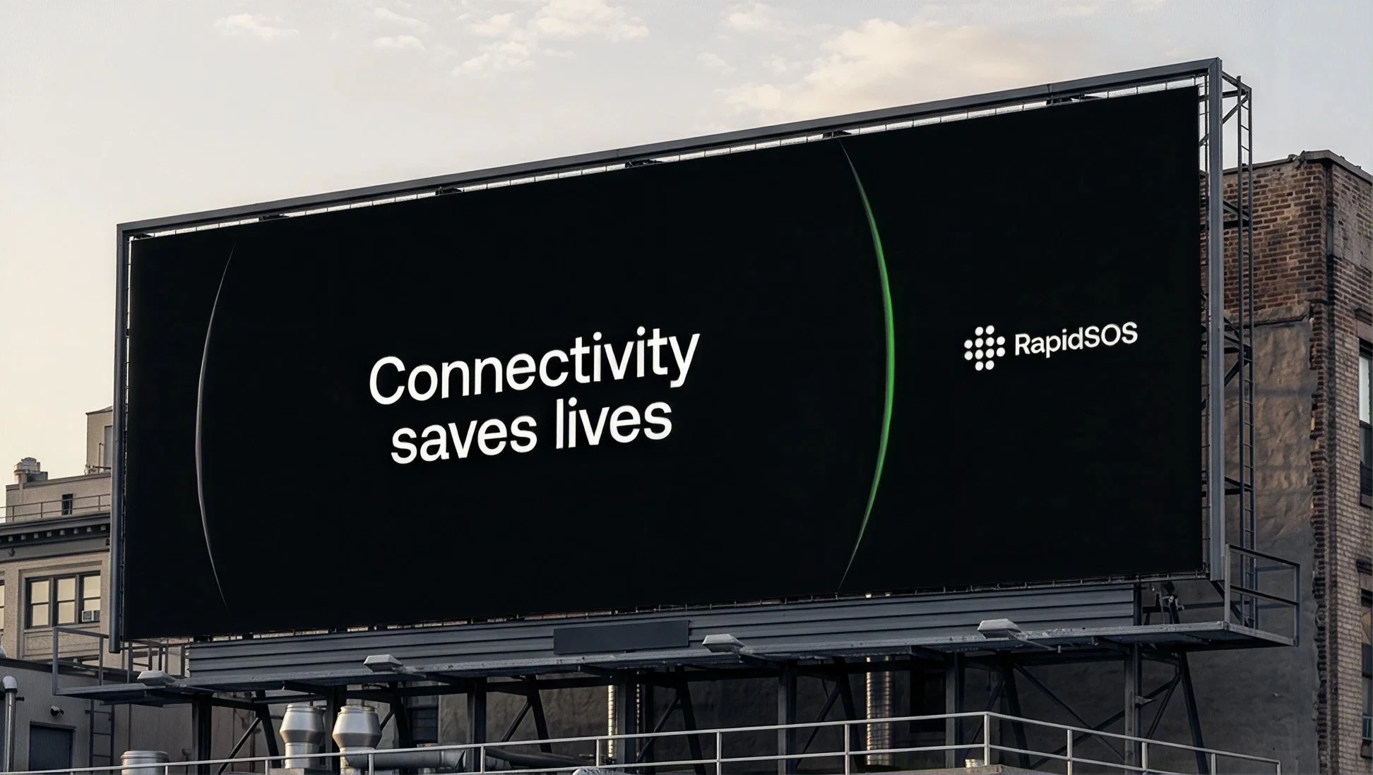 RapidSOS brand work displayed on a large outdoor billboard