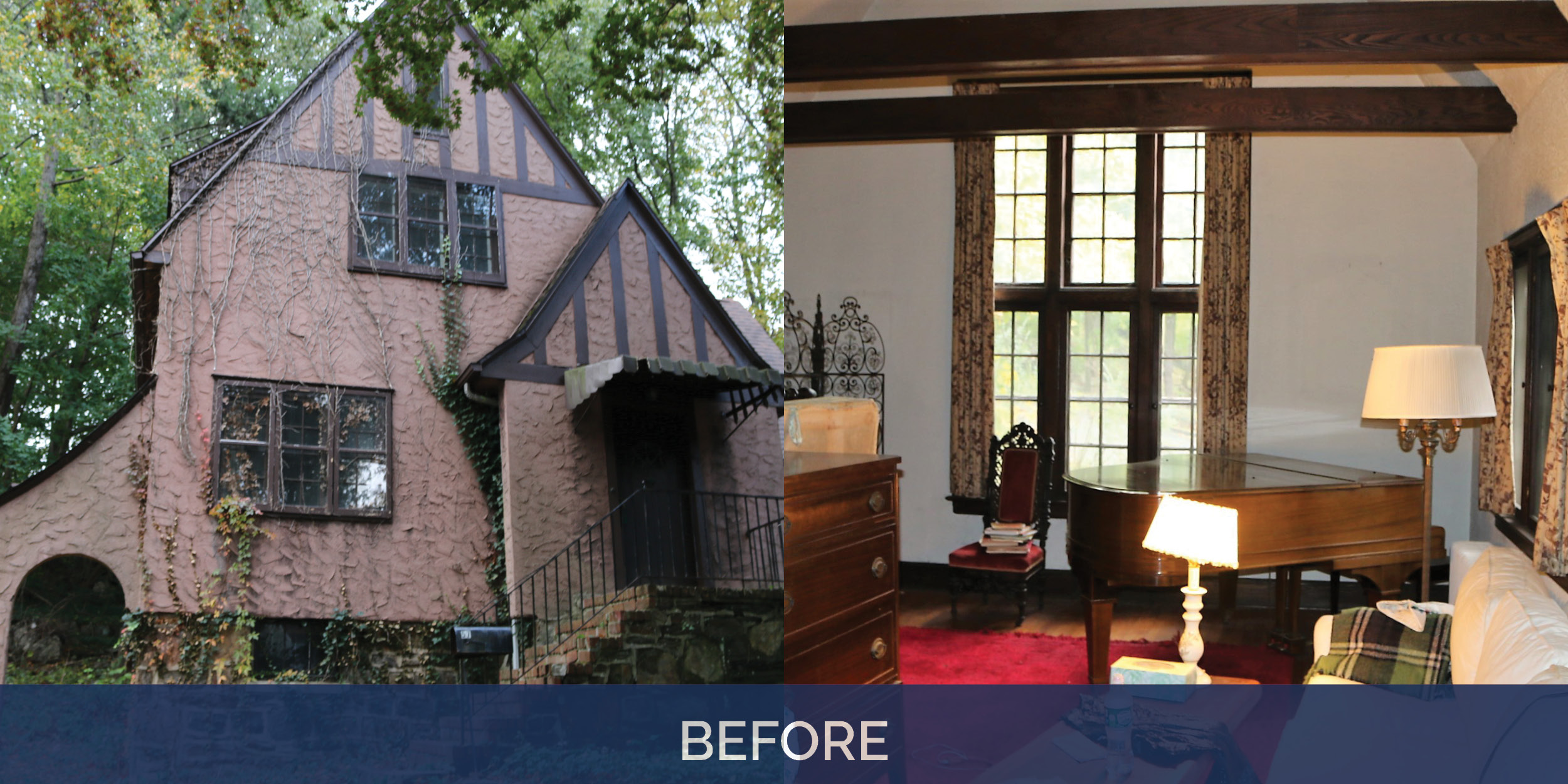 Exterior and interior before renovation at a Grand Coast Capital financed residential project