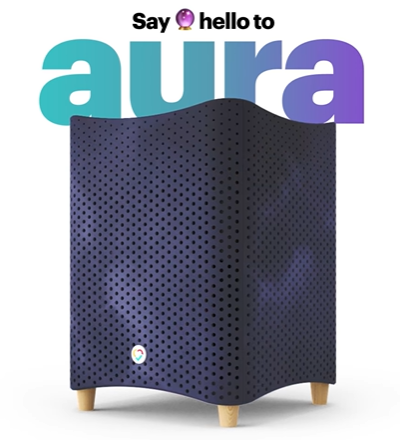 Mila's fictional Aura purifier in its colorful April Fool's campaign artwork