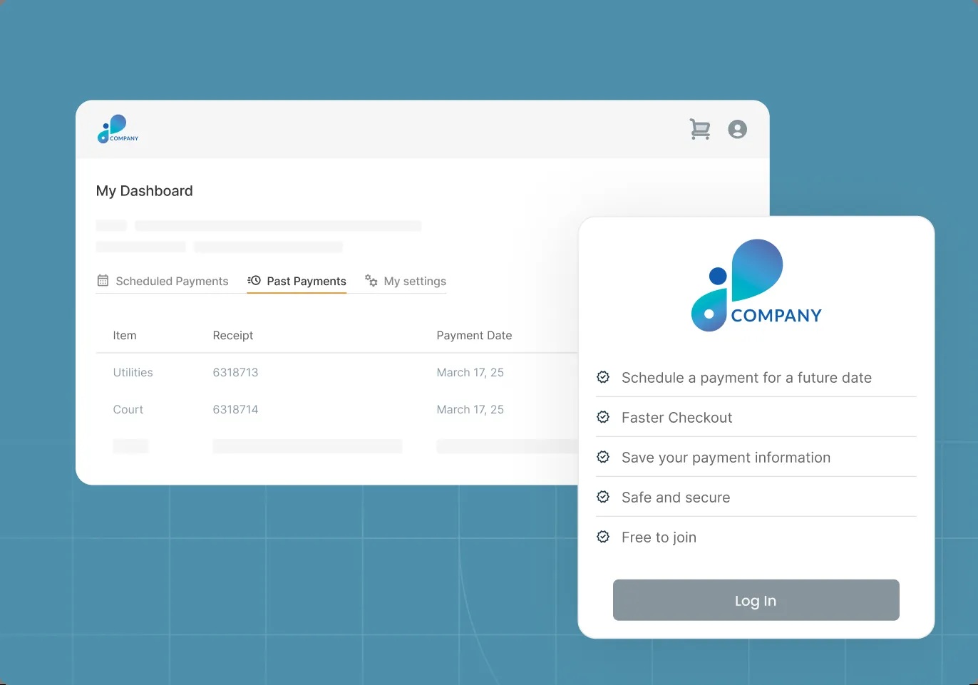 Grant Street Group illustration of a payment dashboard with payment history and account options