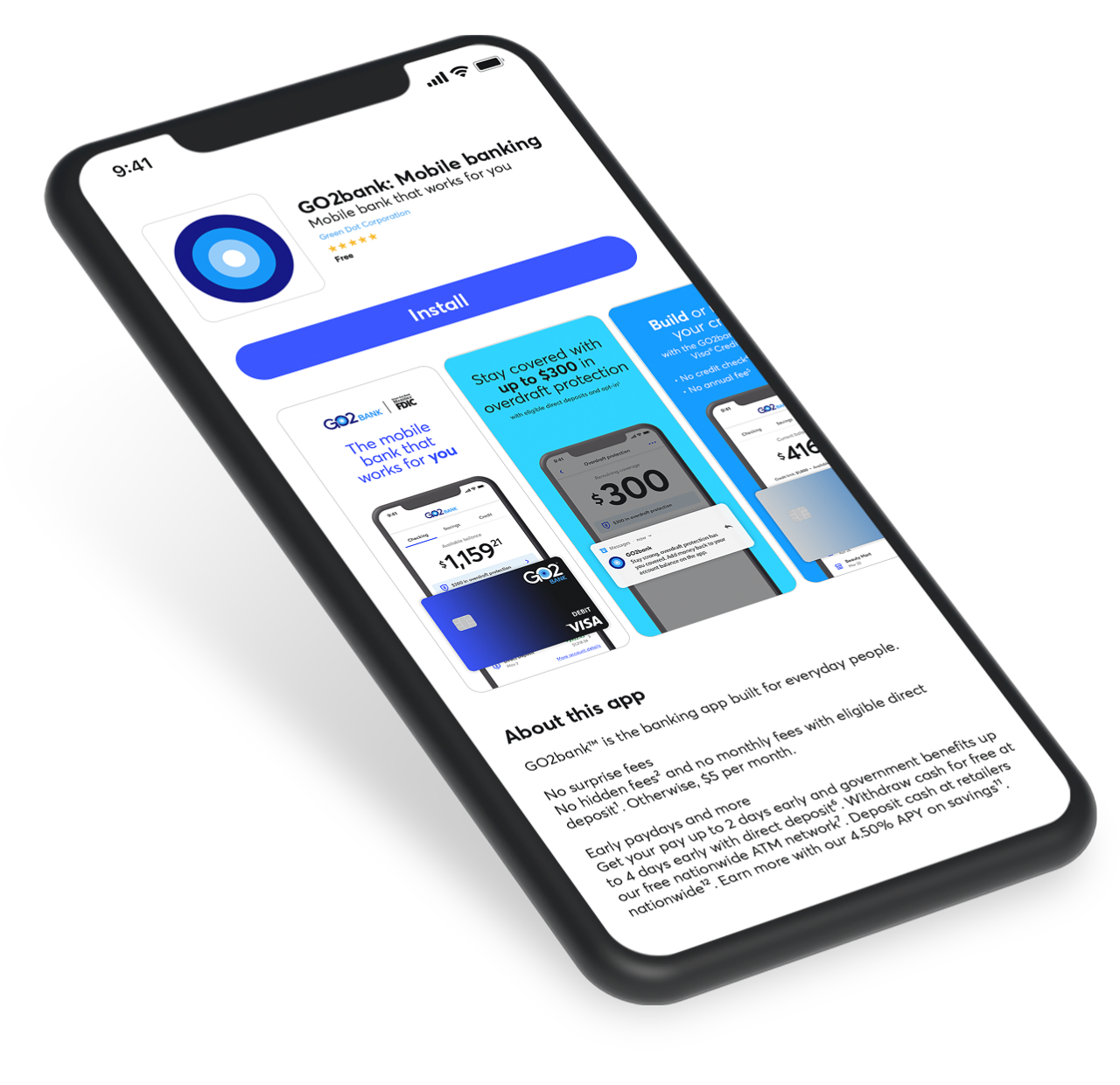 Official GO2bank illustration showing its mobile account interface