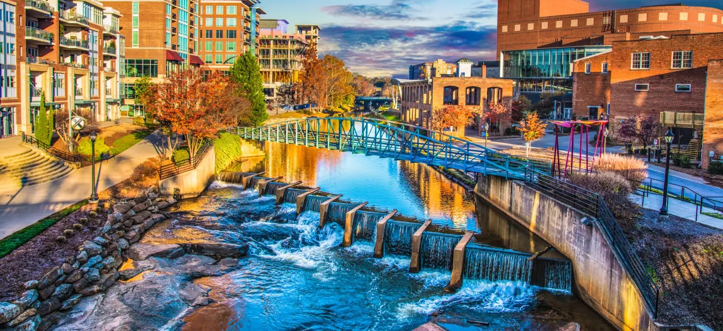 Falls Park and the Reedy River in downtown Greenville, South Carolina