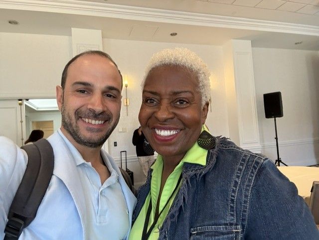 Greg Bilazarian, on the left, with a fellow attendee in Savannah