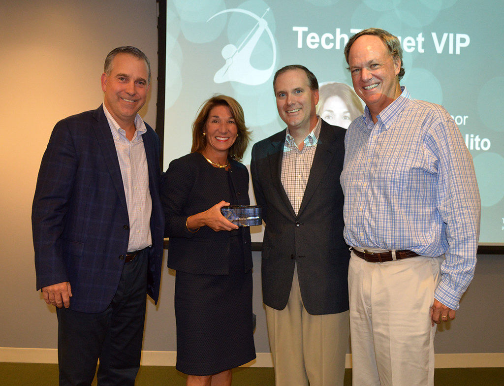Michael Cotoia, Karyn Polito, Don Hawk and Greg Strakosch at TechTarget’s twentieth anniversary