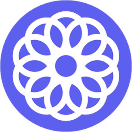 Parcha company logo - a periwinkle mandala flower mark
