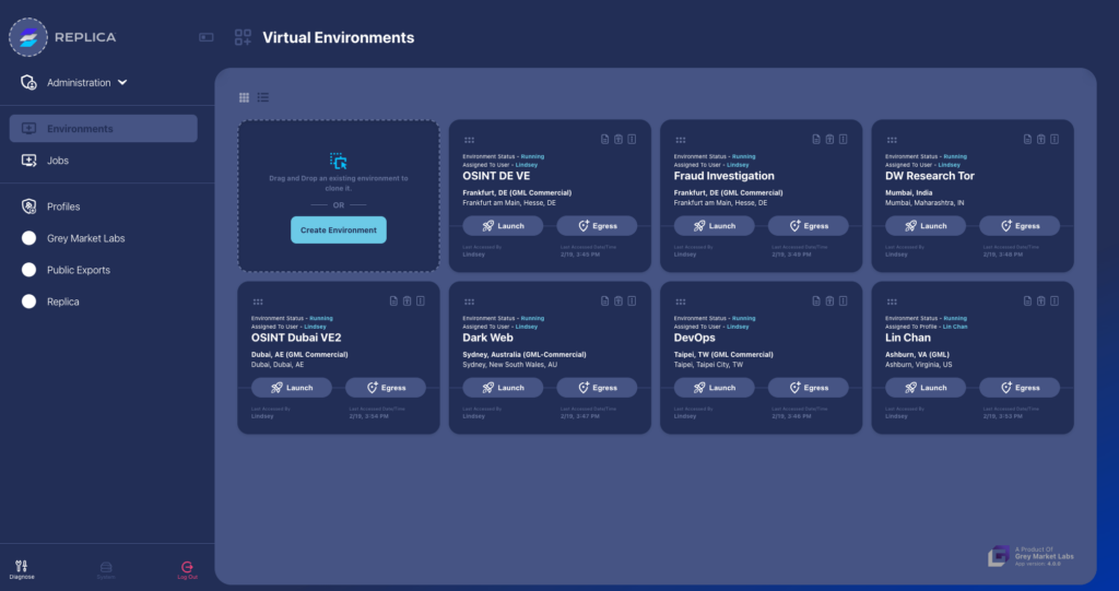 Screenshot of the Replica platform dashboard