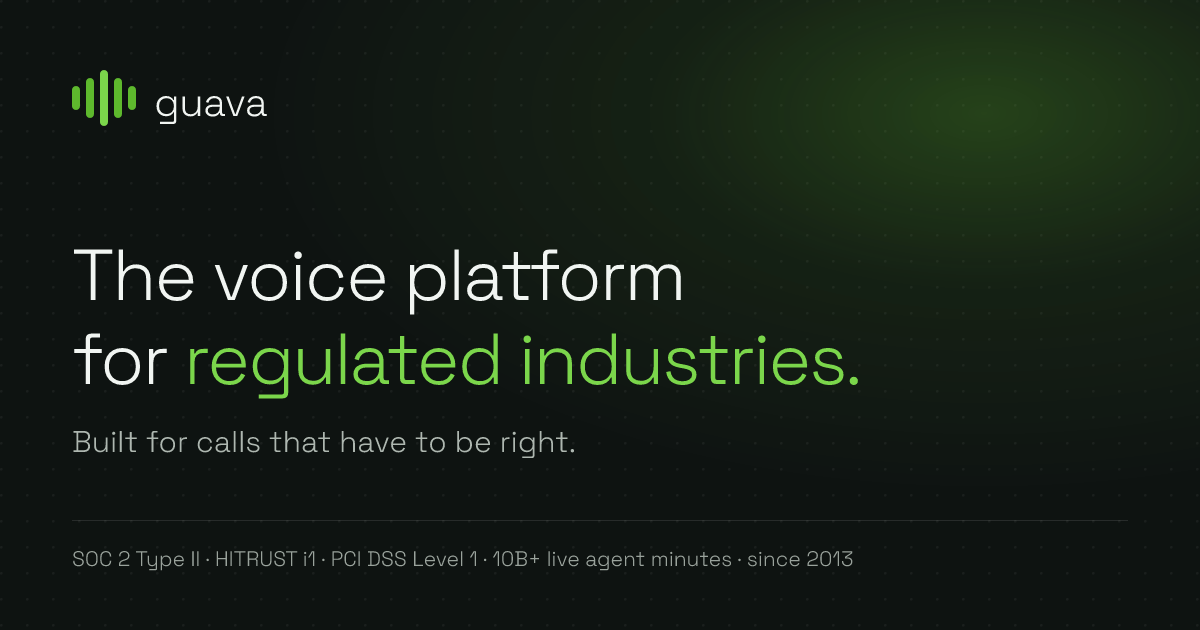 Guava voice platform product graphic for regulated industries