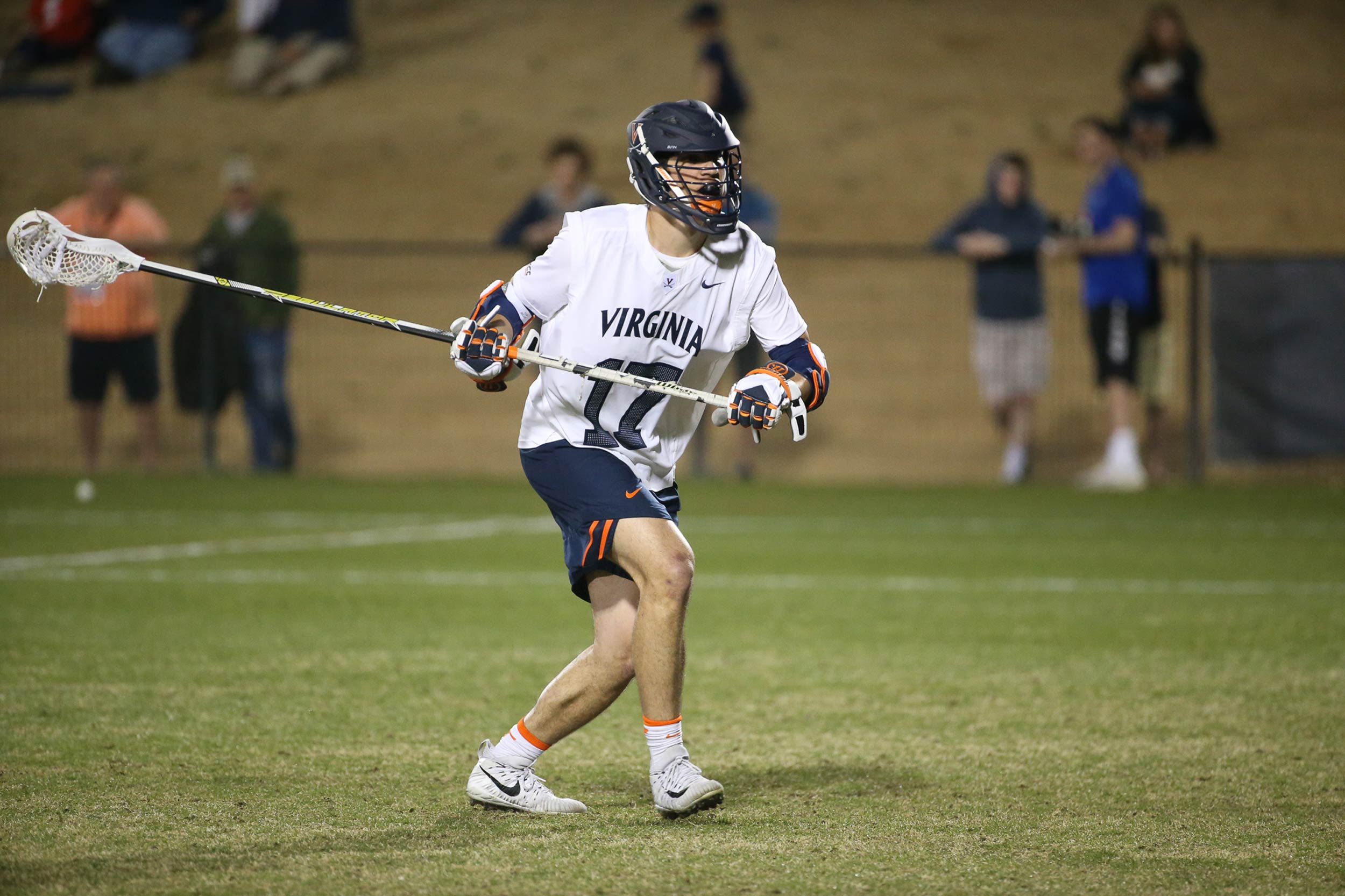 Griffin Spolansky playing lacrosse for the University of Virginia