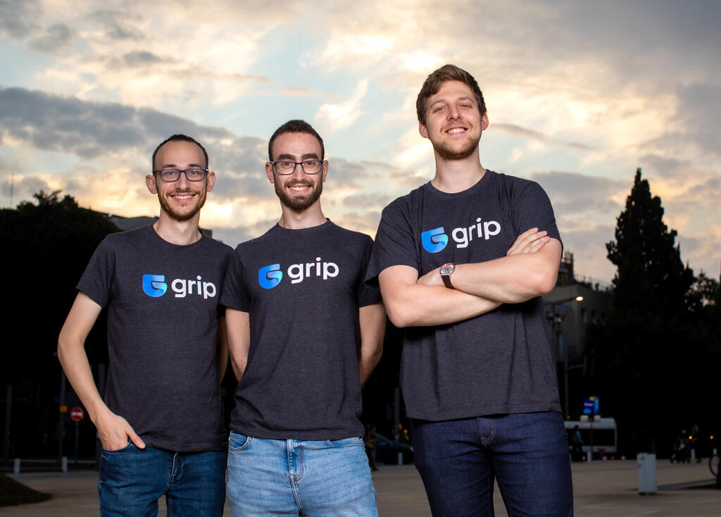 Grip Security co-founders Lior Yaari, Idan Fast and Alon Shenkler standing together outdoors