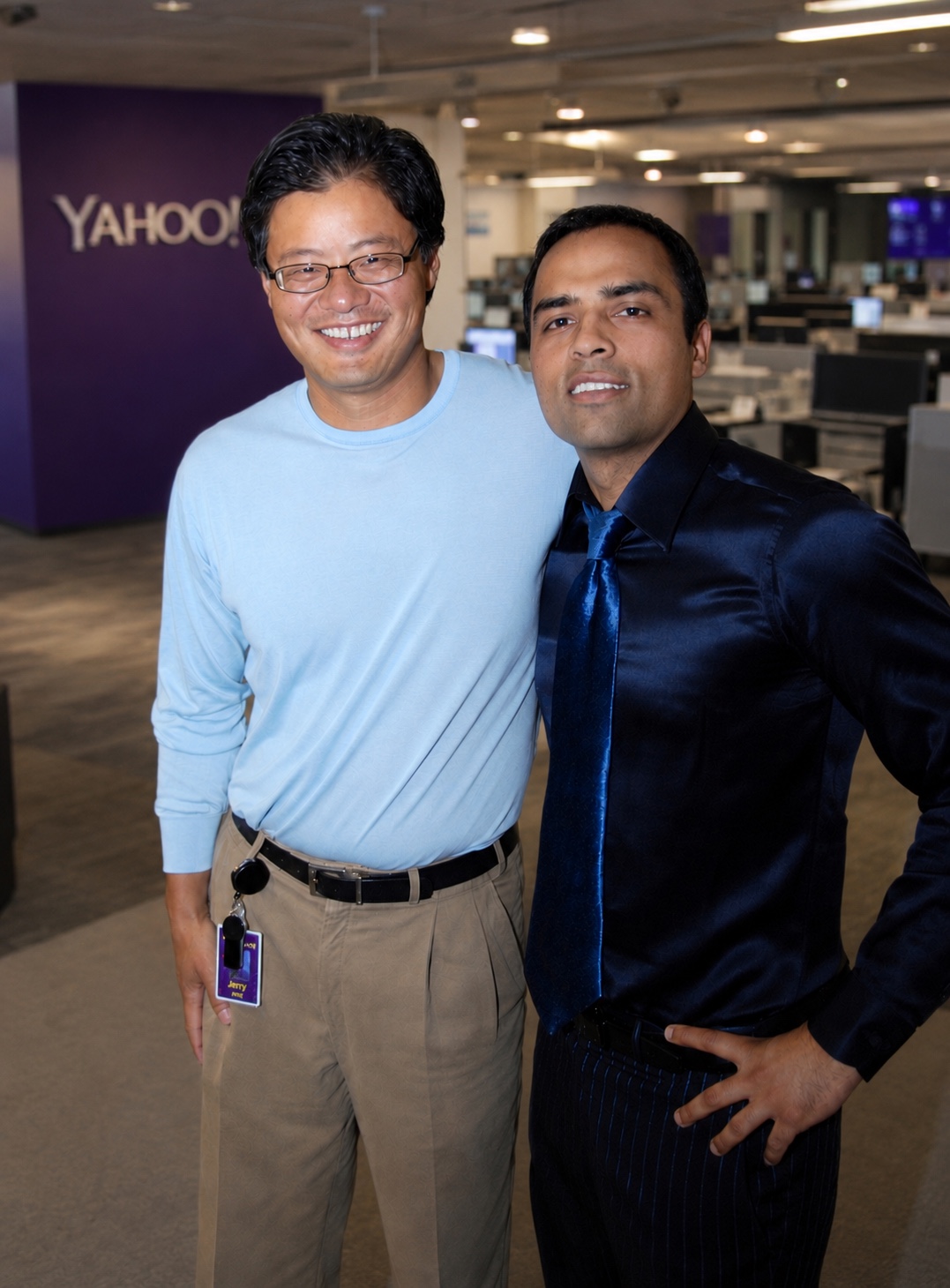Jerry Yang, left, and Gurbaksh Chahal together at Yahoo