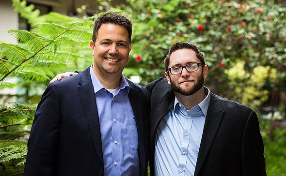 Guy Bejerano, left, and Itzik Kotler standing together outdoors