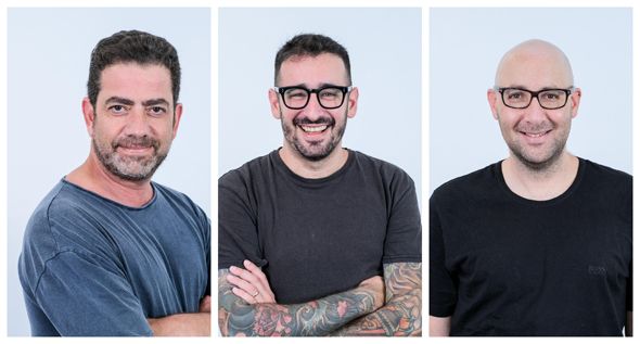 CHEQ co-founders Ehud Levy, Guy Tytunovich, and Asaf Botovsky in three side-by-side portraits