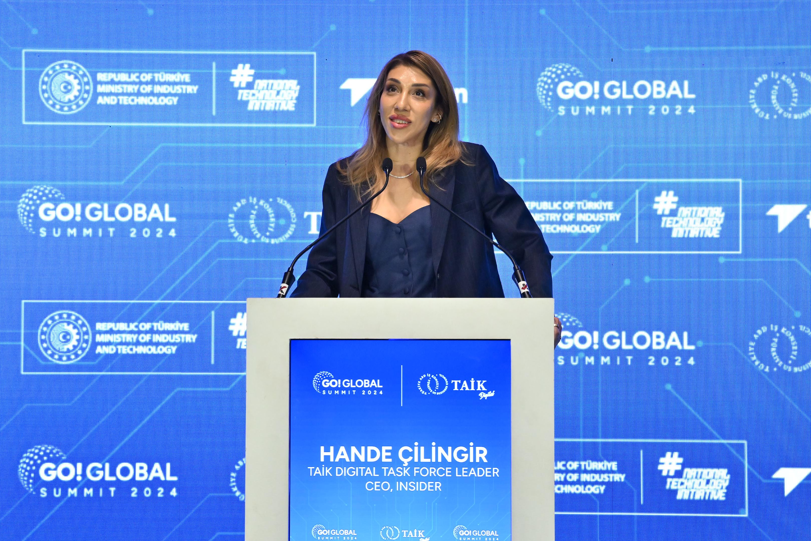 Hande Cilingir speaking at the GO! GLOBAL Summit 2024