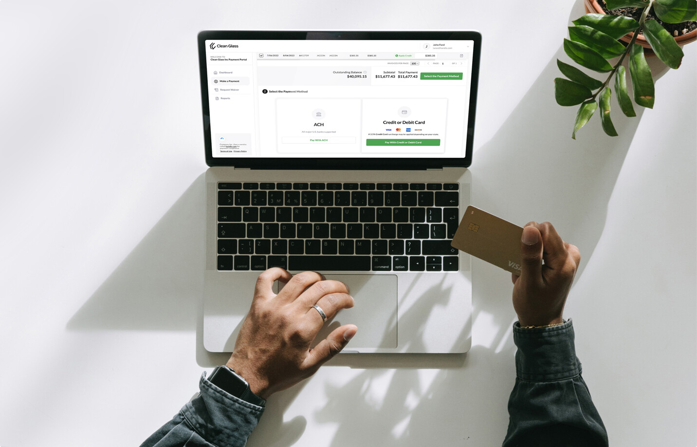 Handle construction payment portal interface showing project-linked payment information