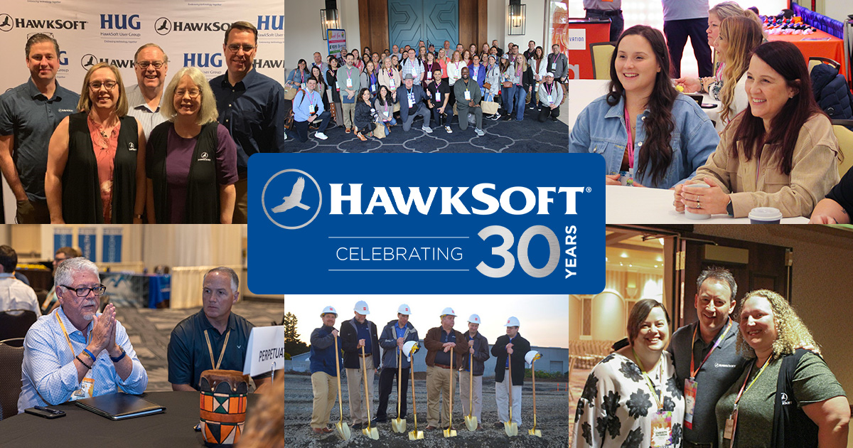 HawkSoft founders and company history assembled for its 30th anniversary