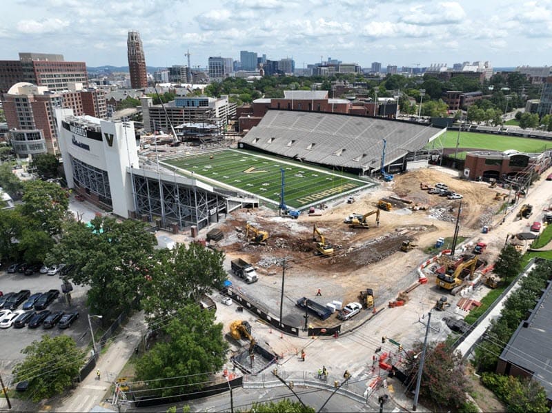 Cleary Construction site work at Vanderbilt Stadium in Nashville